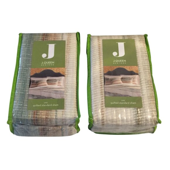 J. QUEEN New York LUNA GREEN Quilted Standard Sham Set of 2 - Picture 1 of 3